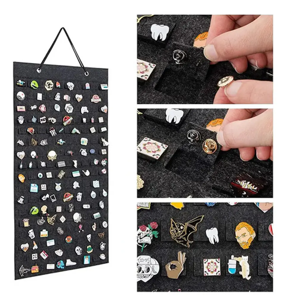Organizador Exhibidor Para 170 Pins Broches Metalicos Negro 3
