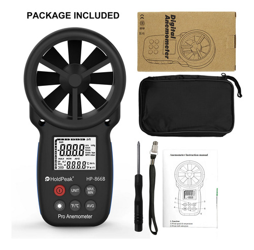 Anemómetro Medidor Velocidad Del Viento Holdpeak Hp-866b Pro 9