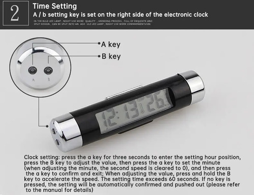 Termómetro Y Reloj Digital Para Vehículo Interior Luz Azul 4