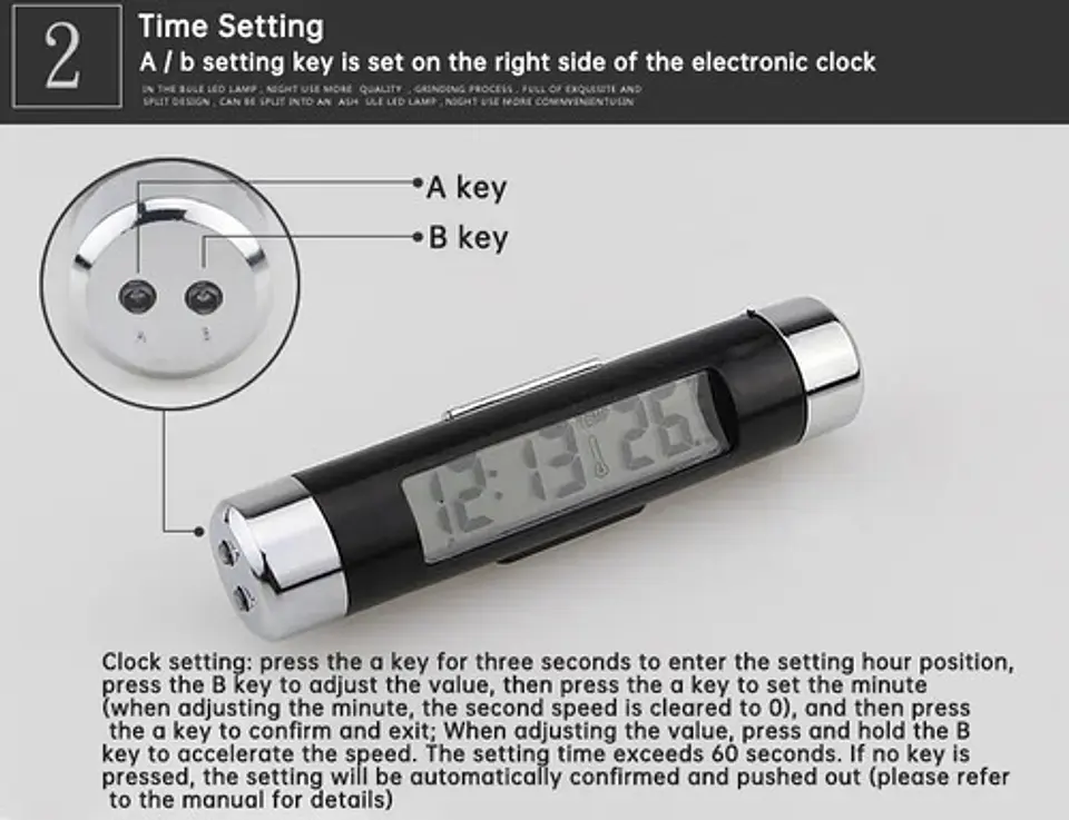 Termómetro y Reloj Digital para Vehículo Interior Luz Azul 4