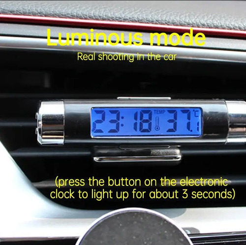 Termómetro Y Reloj Digital Para Vehículo Interior Luz Azul 8