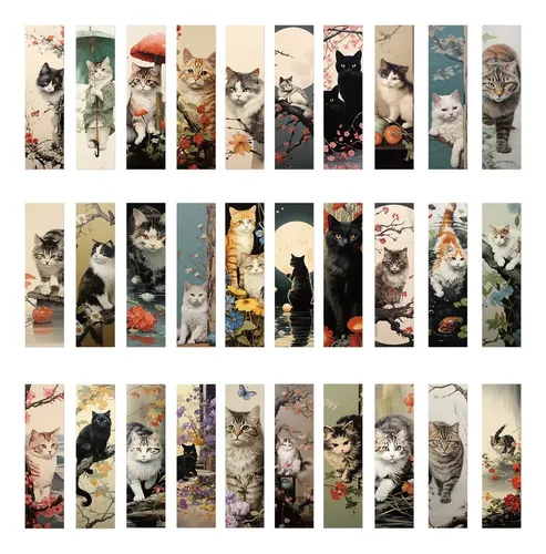 Set 30 Marcador De Página Gatitos Gatos Árboles Naturaleza 1