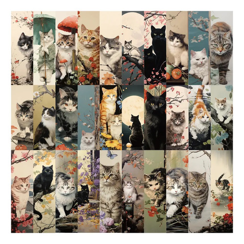 Set 30 Marcador De Página Gatitos Gatos Árboles Naturaleza 2