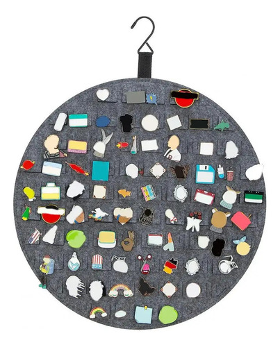 Organizador Para Pins Metalicos Exhibidor Circular Fieltro 5