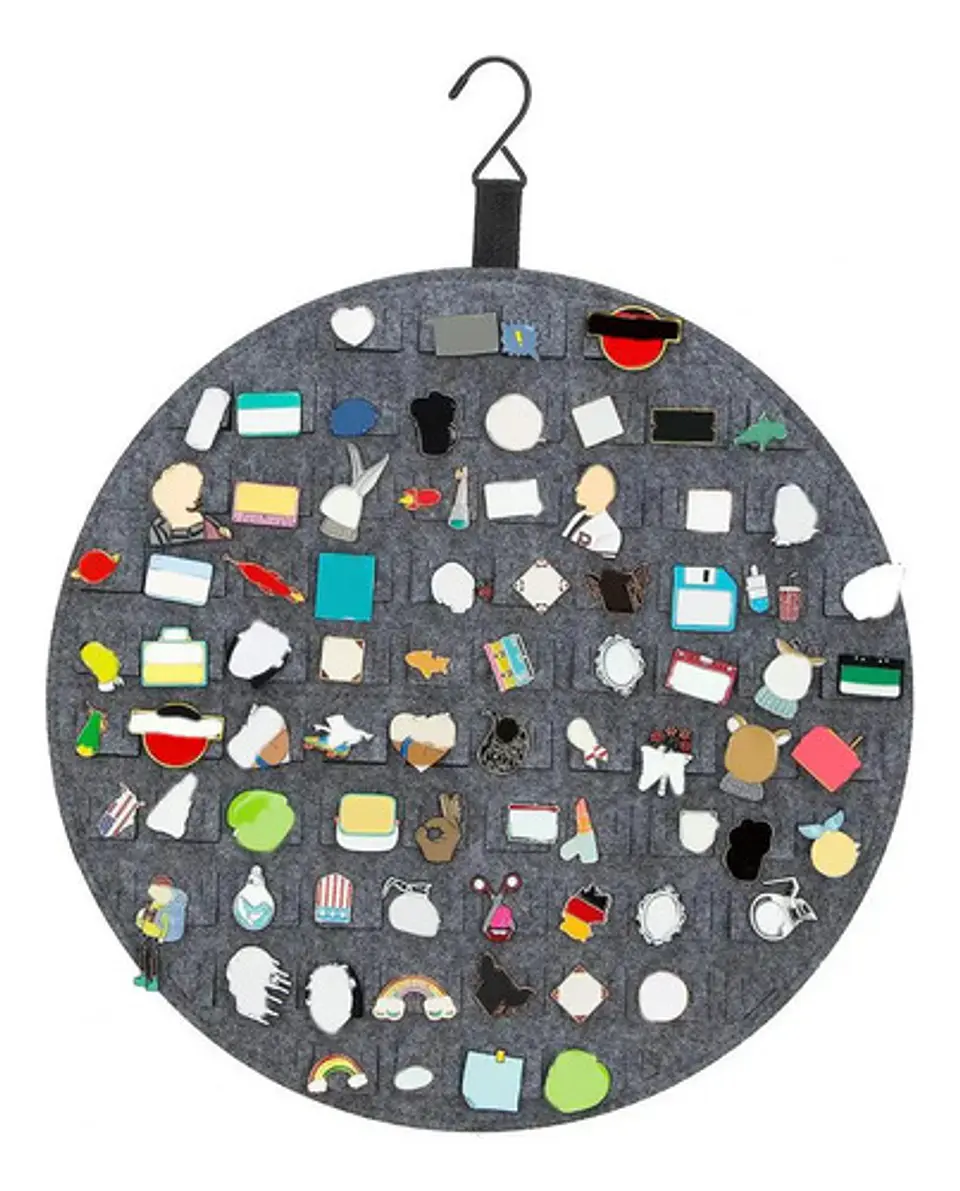 Organizador Para Pins Metalicos Exhibidor Circular Fieltro 5