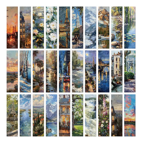 Set 30 Marcador De Página Pinturas De Óleo Paisajes Nature 1