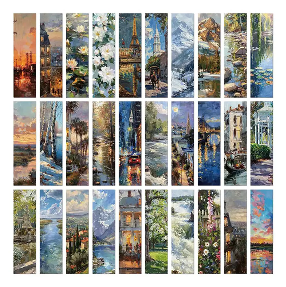 Set 30 Marcador de Página Pinturas de Óleo Paisajes Nature 1