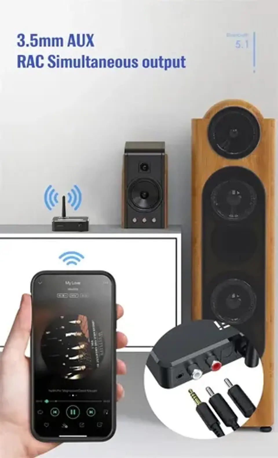 Conversor de Audio DAC Bluetooth Hifi 192khz Digital a 3.5mm 2