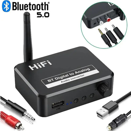 Conversor De Audio Dac Bluetooth Hifi 192khz Digital A 3.5mm 3