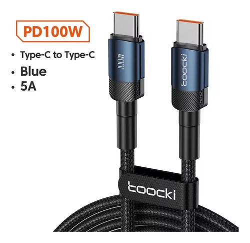 Cable Usb-c A Usb-c Toocki 2m Pd 100w Carga Rápida Black B 2