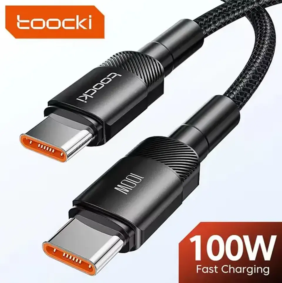 Cable USB-C a USB-C Toocki 2m Pd 100w Carga Rápida Black B 3