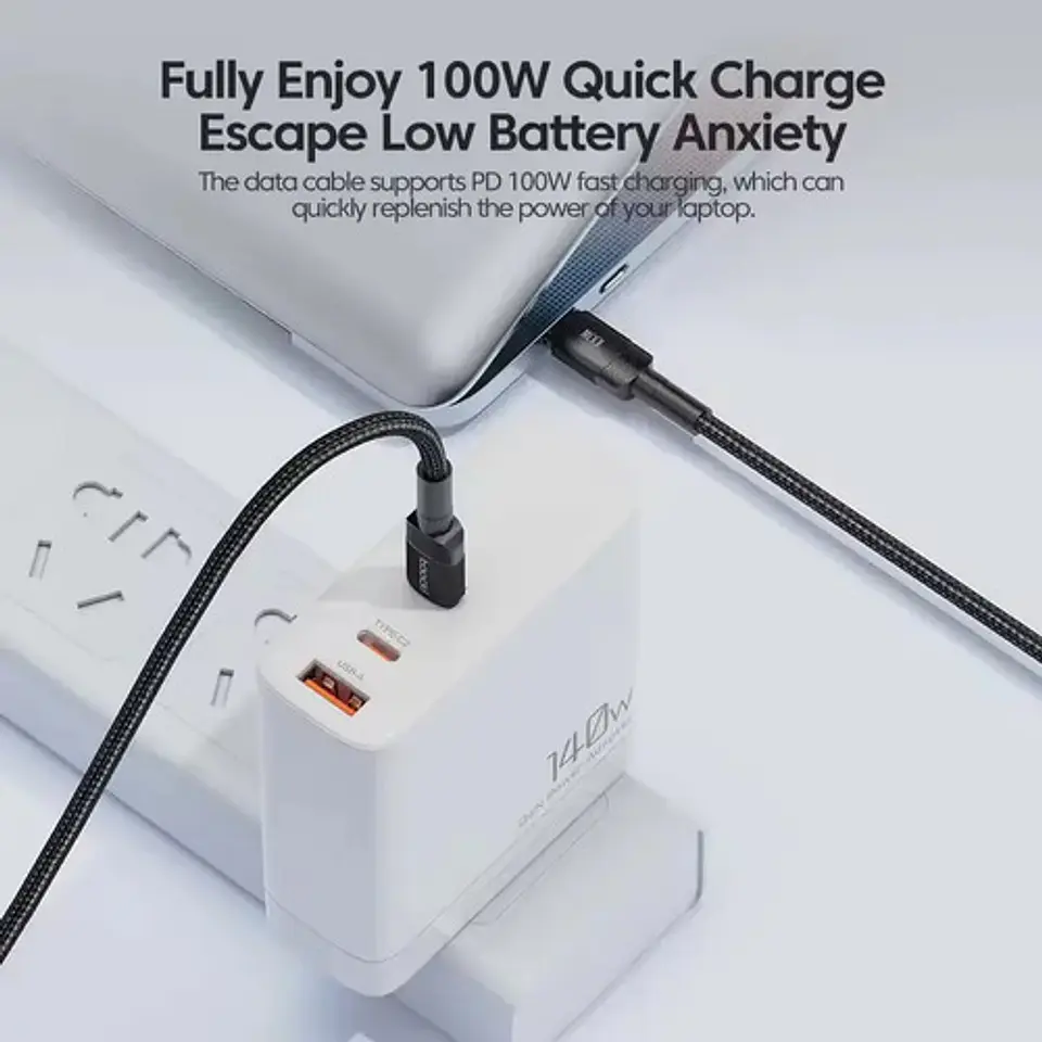 Cable USB-C a USB-C Toocki 2m Pd 100w Carga Rápida Black B 6