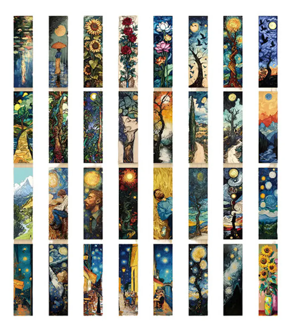 Set 32 Marcador de Página Pinturas De Óleo y Van Gogh Flores 1