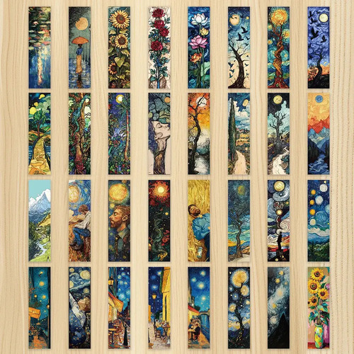 Set 32 Marcador De Página Pinturas De Óleo Y Van Gogh Flores 2