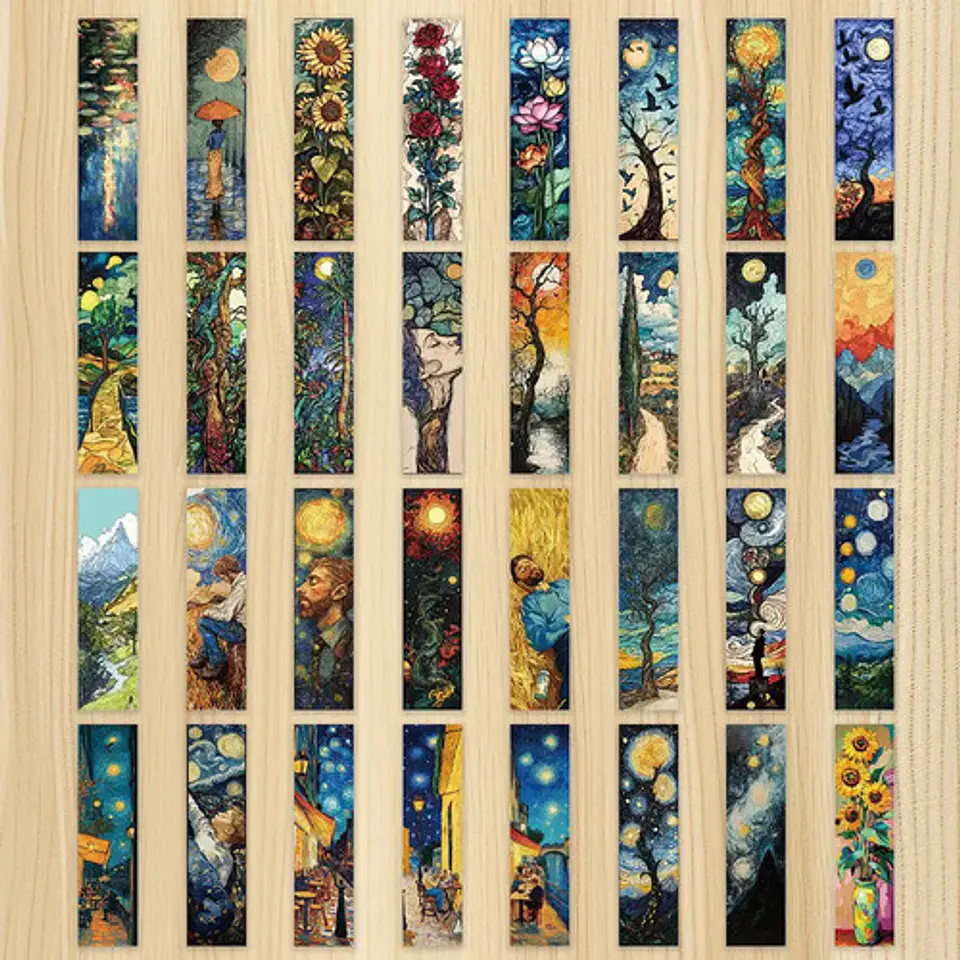 Set 32 Marcador de Página Pinturas De Óleo y Van Gogh Flores 2