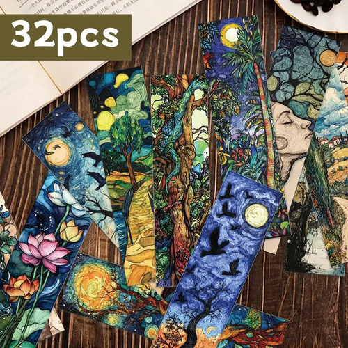 Set 32 Marcador De Página Pinturas De Óleo Y Van Gogh Flores 3