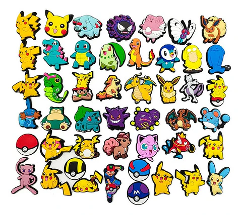 Set 47 Charms Compatibles Con Crocs Bamers Pokemon Goma