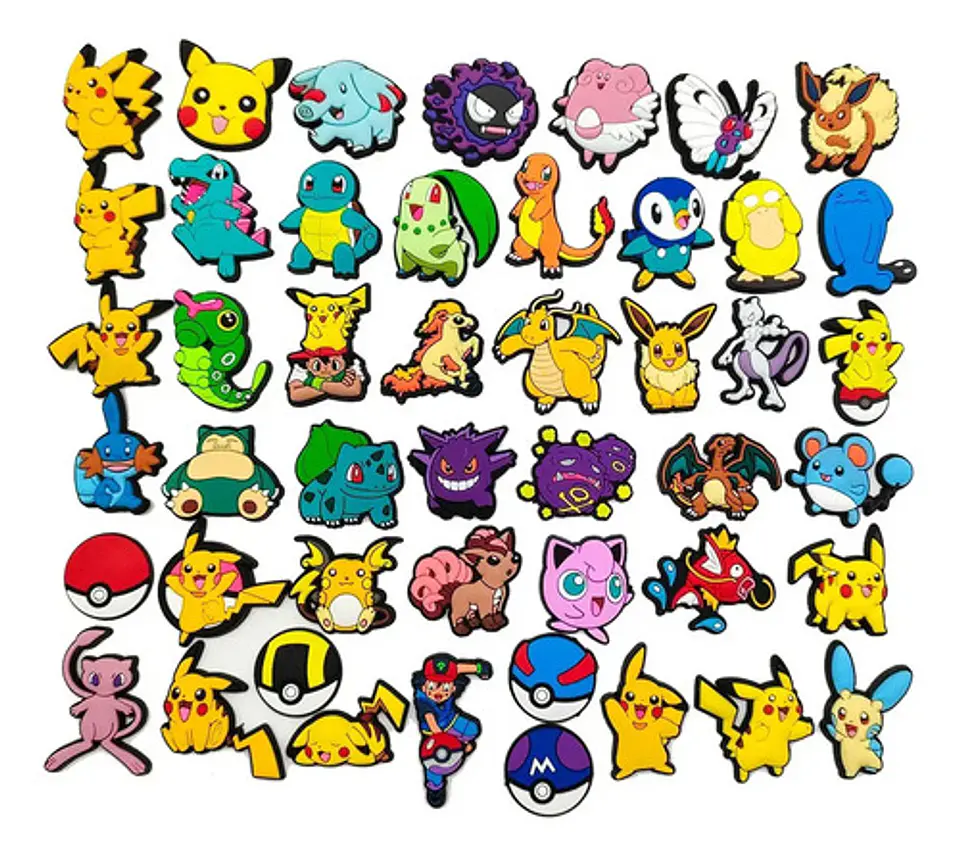 Set 47 Charms Compatibles con Crocs Bamers Pokemon Goma 1