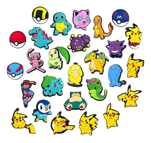 Set 47 Charms Compatibles Con Crocs Bamers Pokemon Goma 2