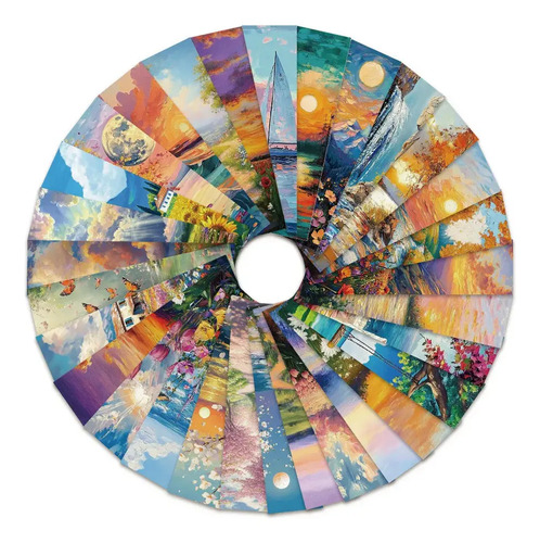 Set 30 Marcador De Página Óleo Flores Puestas De Sol Paisaje 2