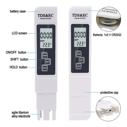 Medidor Tds Ec Conductividad Temperatura Calidad Agua 3 En 1 4