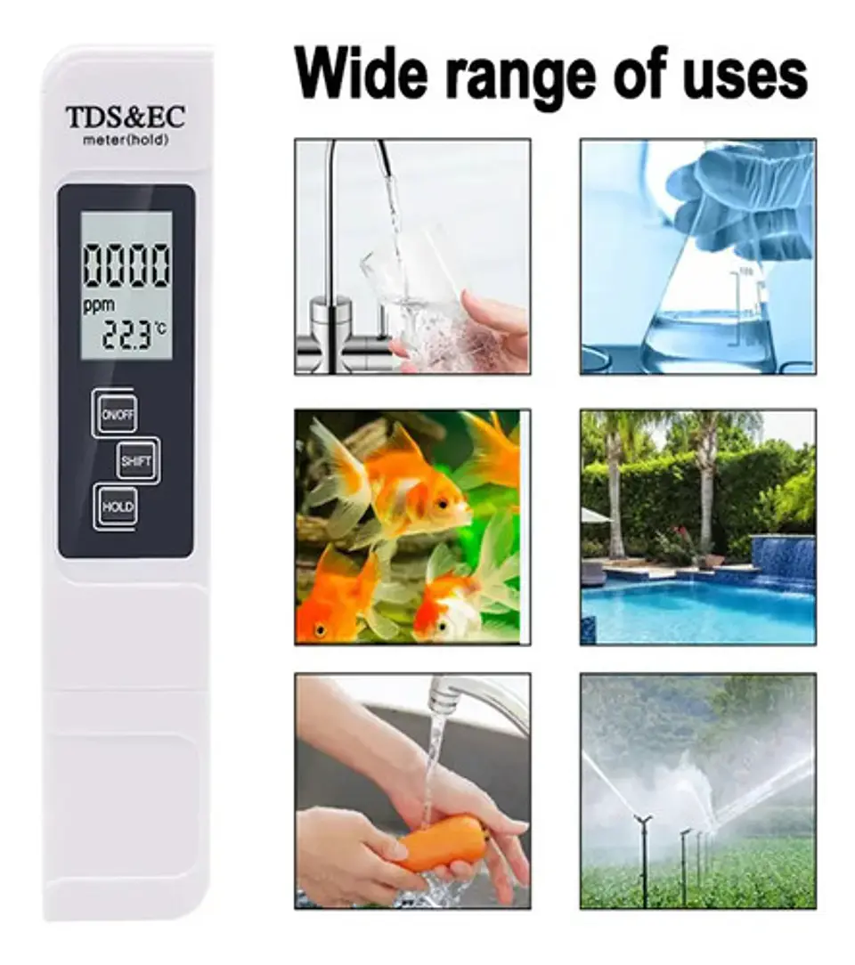 Medidor TDS y EC Conductividad Temperatura Calidad Agua 3 en 1 7