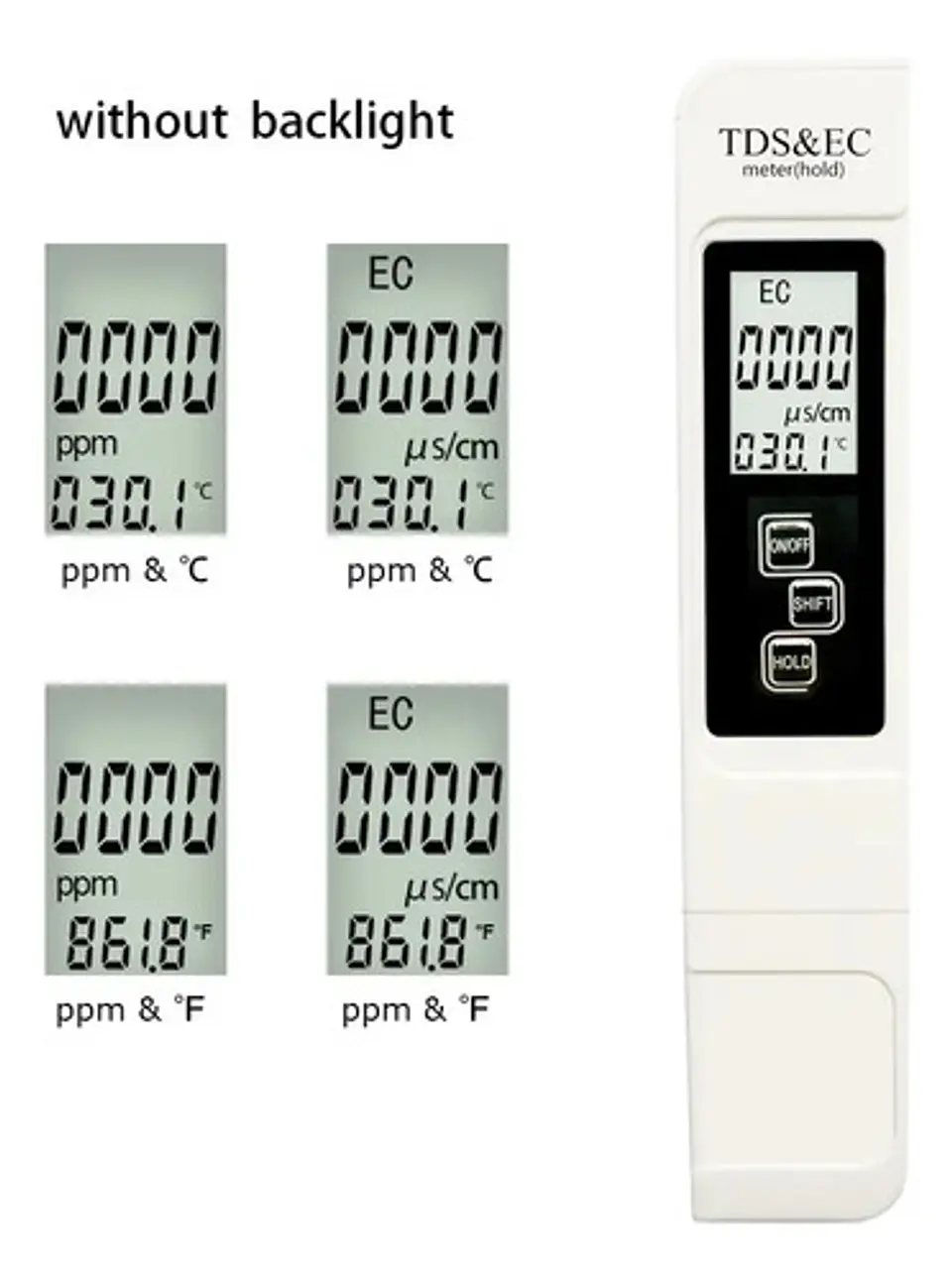 Medidor TDS y EC Conductividad Temperatura Calidad Agua 3 en 1 9