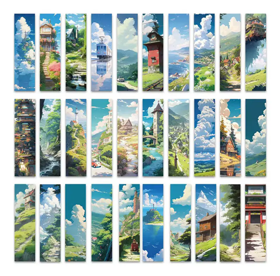 Set 30 Marcador De Página Paisaje Arte Hayao Miyazaki Ghibli 1