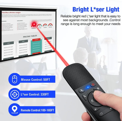Presentador Diapositivas Y Air Mouse Puntero Láser Ppt Usb 3