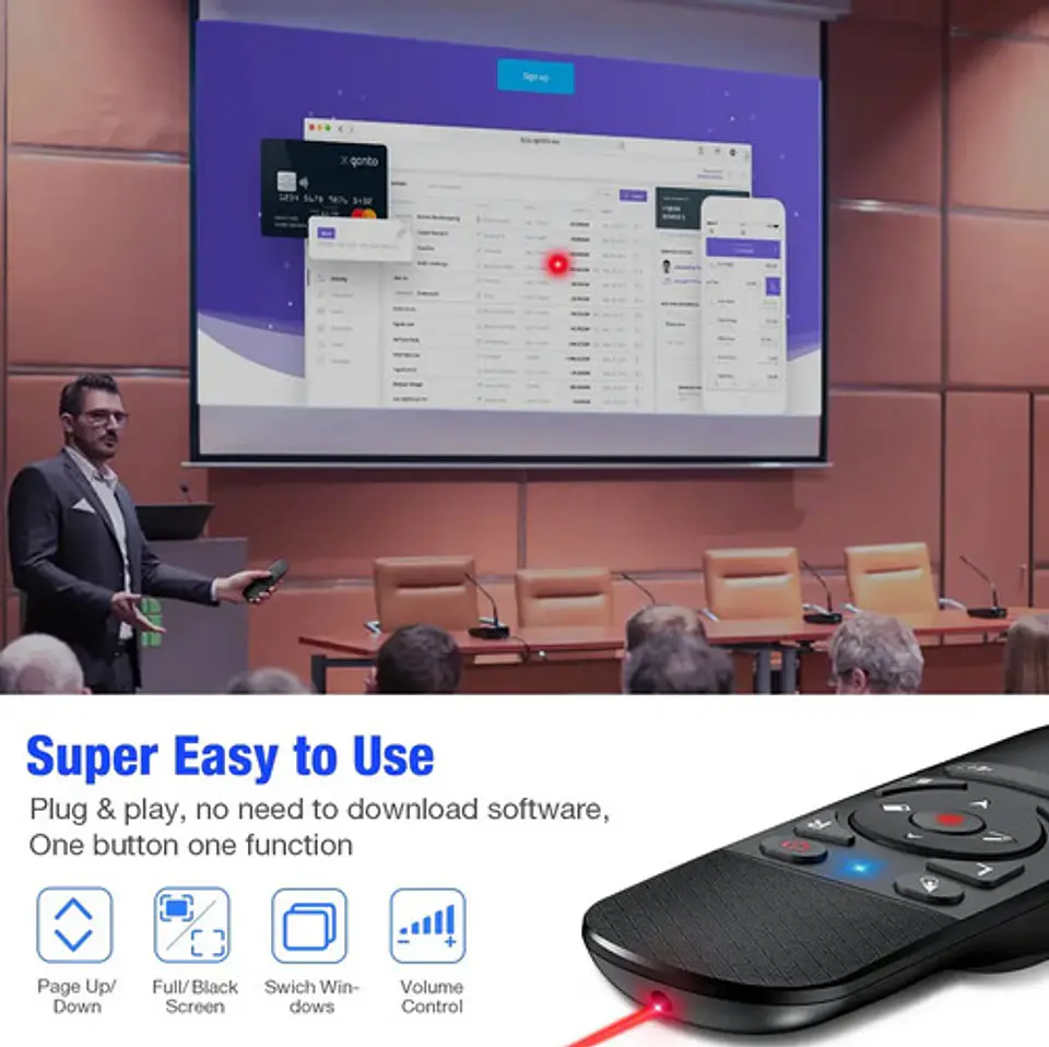 Presentador Diapositivas y Air Mouse Puntero Láser PPT USB 4