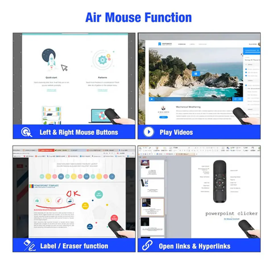 Presentador Diapositivas y Air Mouse Puntero Láser PPT USB 9