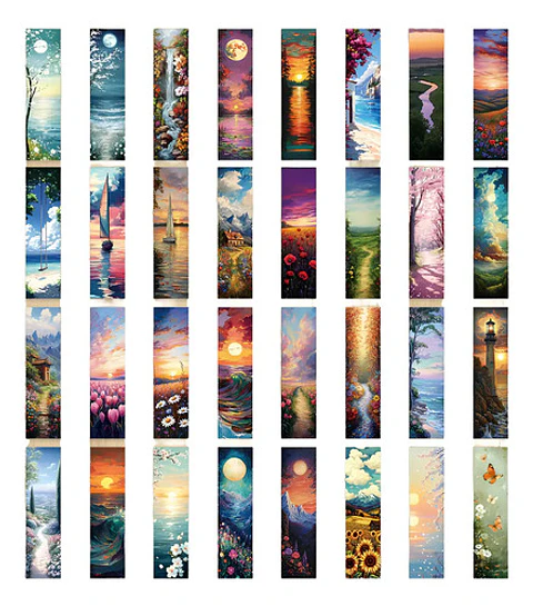 Set 32 Marcador de Página Pinturas De Óleo y Paisajes