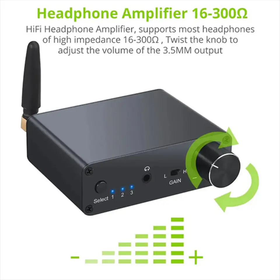 Conversor de Audio DAC HIFI + Bluetooth Rx RCA 3.5mm Amp 3.5 3
