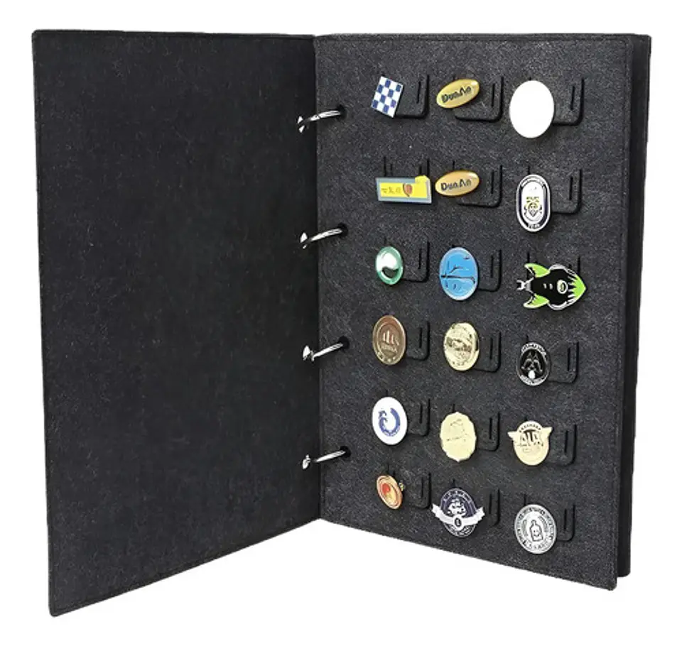 Organizador para Pins Metalicos Exhibidor Fieltro Tipo Libro 1