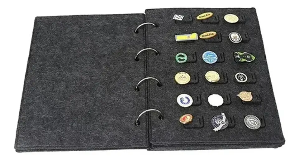 Organizador para Pins Metalicos Exhibidor Fieltro Tipo Libro 2
