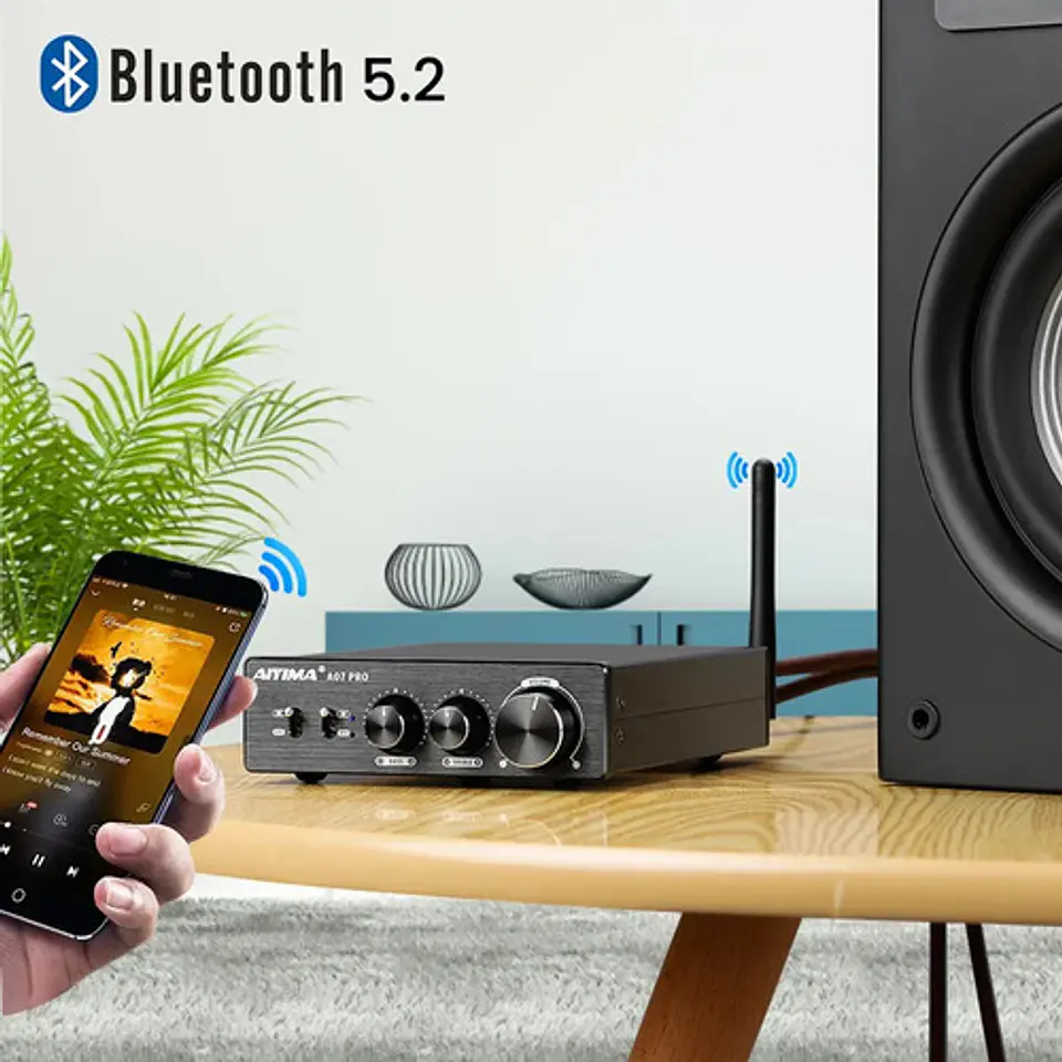 Amplificador de Audio Aiyima A07 Pro Hifi Bluetooth 36V 6A 6