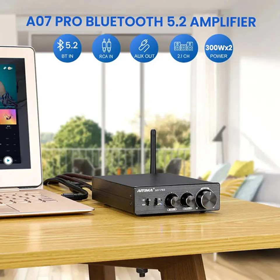 Amplificador De Audio Aiyima A07 Pro Hifi Bluetooth 300wx2 6