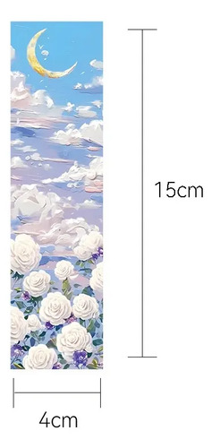 Set 30 Marcador De Página Pinturas Óleo Flores Luna Paisajes 6