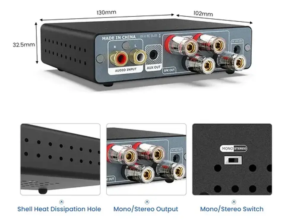 Amplificador Audio Aiyima A07 Max Estéreo y Mono 300wx2 Hifi 6