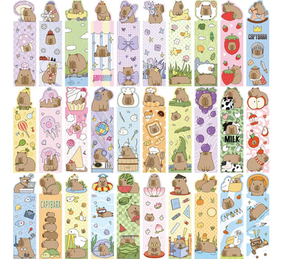 Set 30 Piezas Marcador de Página Libro Capibaras Y Animales 1