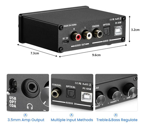 Conversor De Audio Aiyima Dac A2 Hifi 24bits/192khz Pc Usb 7