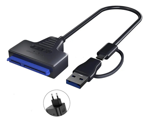 Adaptador Usb 3.0 Y Usb-c A Sata Disco Duro Ssd + Fuente 12v 1