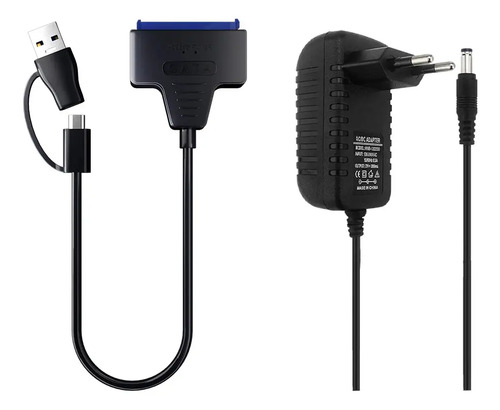 Adaptador Usb 3.0 Y Usb-c A Sata Disco Duro Ssd + Fuente 12v 2