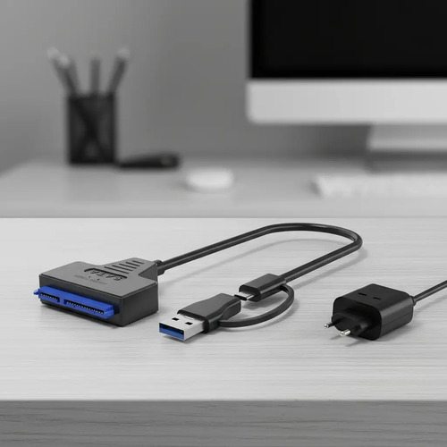 Adaptador Usb 3.0 Y Usb-c A Sata Disco Duro Ssd + Fuente 12v 5