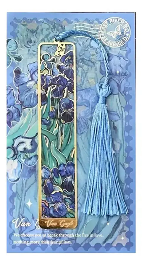 Marcador De Página Lirios Van Gogh Metal Dorado Flores