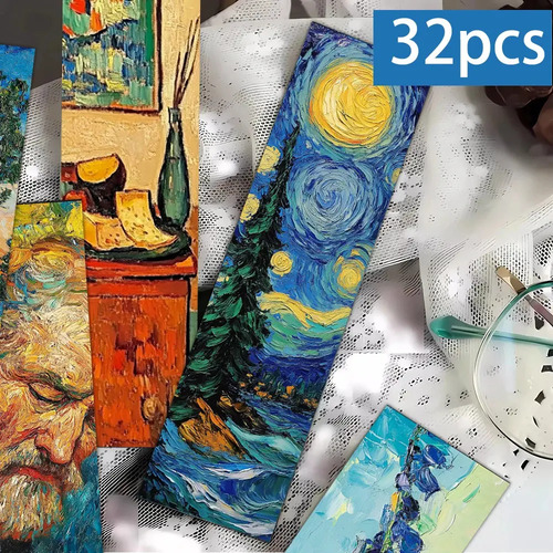 Set 32 Marcador De Página Van Gogh Oil Doble Impresión Arte 2