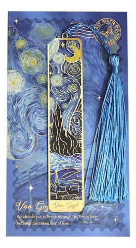 Marcador De Página La Noche Estrellada Van Gogh Metal Dorado 1