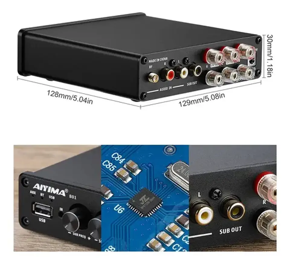 Amplificador de Sonido Aiyima B01 2.1 Bt 50wx2 + 100w Hifi 5