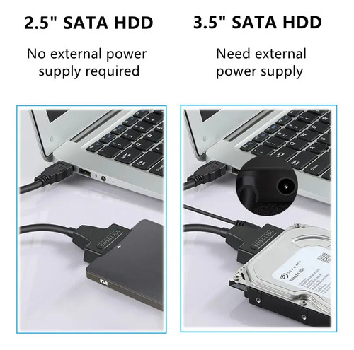 Adaptador Usb 3.0 A Sata Disco Duro Ssd 2.5 Y 3.5 Con Fuente 6