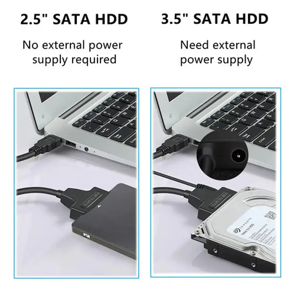 Adaptador USB 3.0 a Sata Disco Duro SSD 2.5 y 3.5 con Fuente 6
